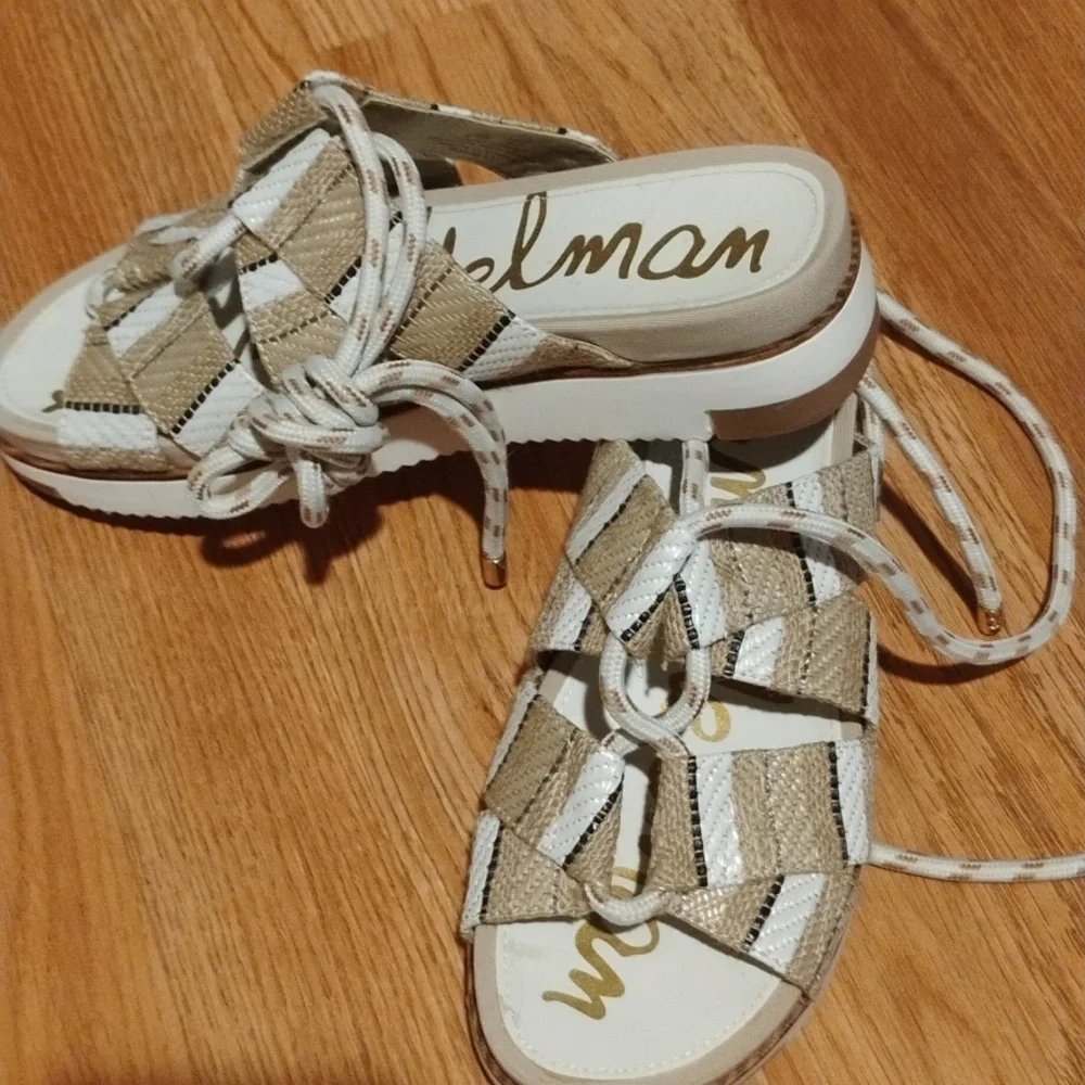 Sam Edelman Lace up Platform Striped Sandle Size 6.5